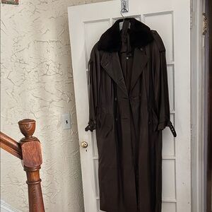 La Nouvelle Renaissance Dark Brown Trench Coat with detachable Fur Collar